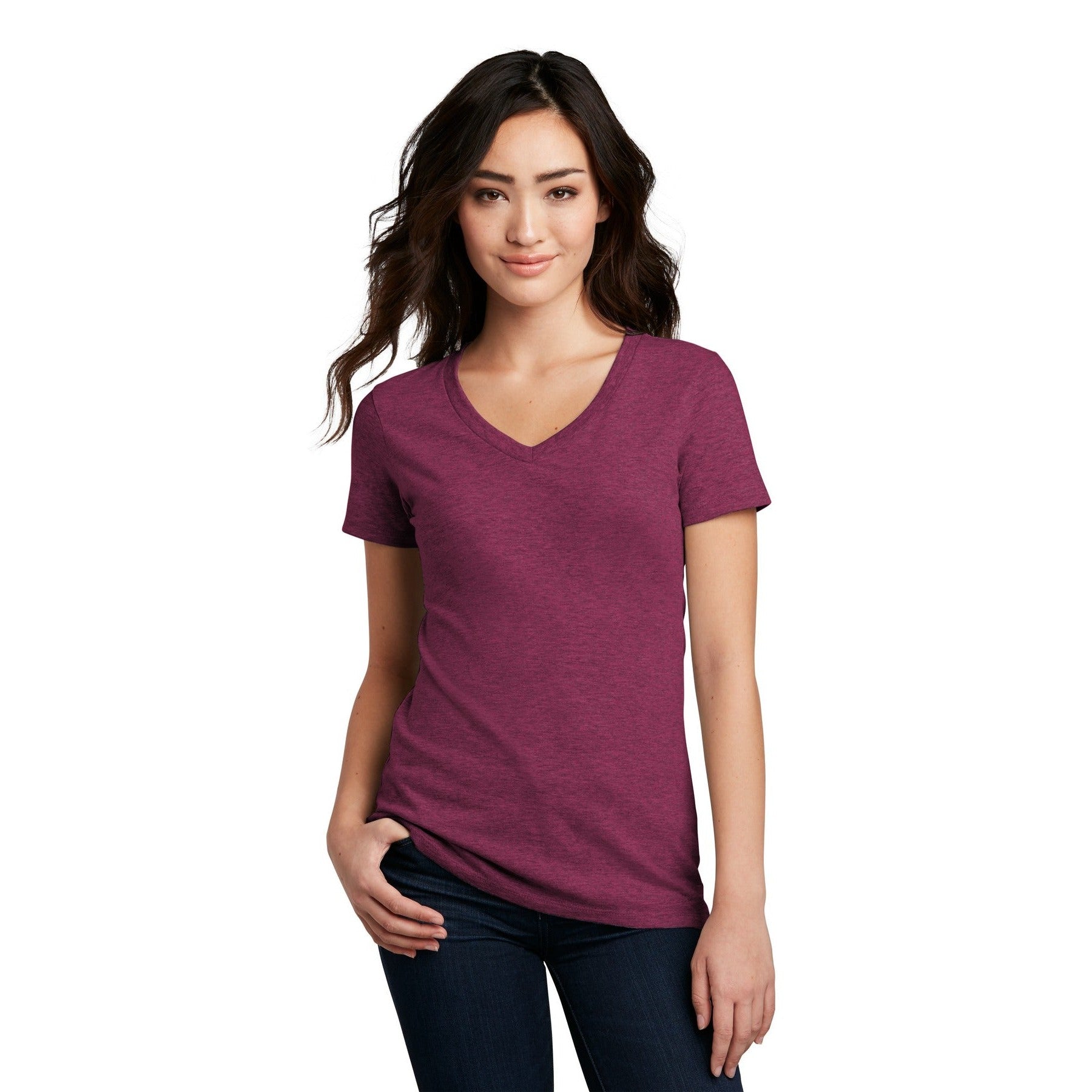District-District® Women's Perfect Blend® CVC V-Neck Tee. DM1190L-MedTech-18